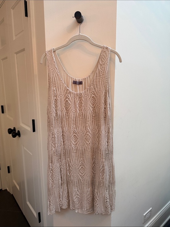 Grey Violet Dresses & Skirts - Sleeveless Crochet Overlay Dress in Cream